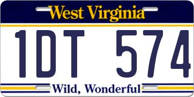 WV license plate 1DT574