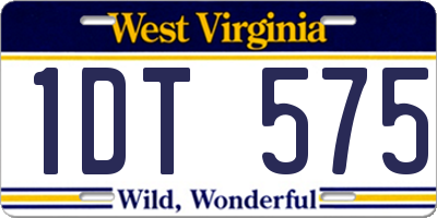 WV license plate 1DT575
