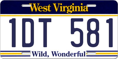 WV license plate 1DT581