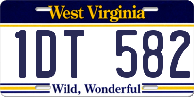 WV license plate 1DT582