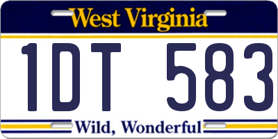 WV license plate 1DT583