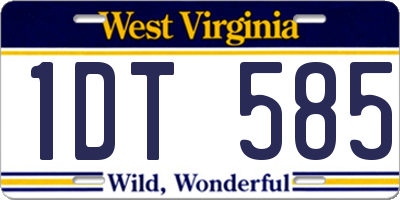 WV license plate 1DT585