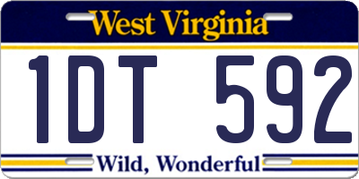 WV license plate 1DT592