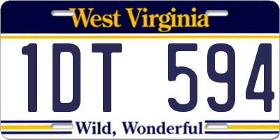 WV license plate 1DT594