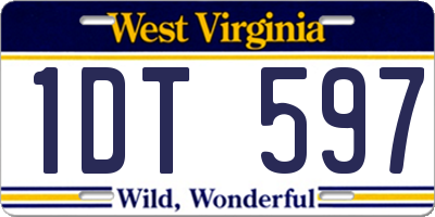 WV license plate 1DT597
