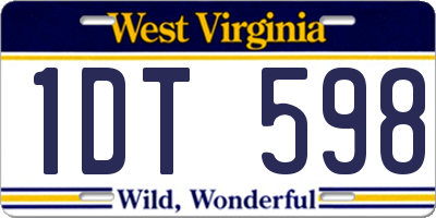 WV license plate 1DT598