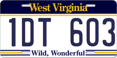 WV license plate 1DT603