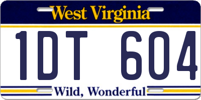 WV license plate 1DT604
