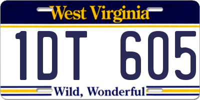 WV license plate 1DT605