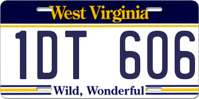 WV license plate 1DT606