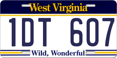 WV license plate 1DT607