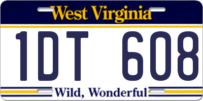 WV license plate 1DT608