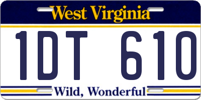 WV license plate 1DT610
