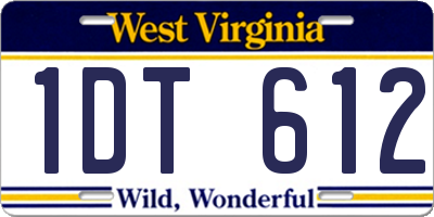 WV license plate 1DT612