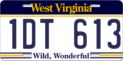 WV license plate 1DT613