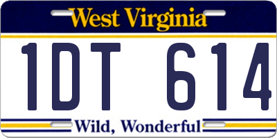 WV license plate 1DT614