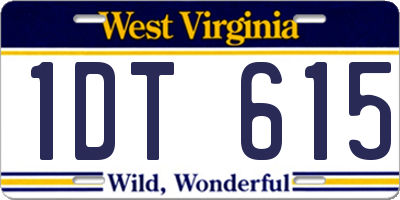 WV license plate 1DT615
