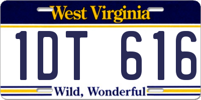WV license plate 1DT616