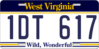 WV license plate 1DT617