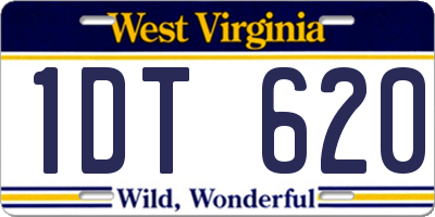WV license plate 1DT620