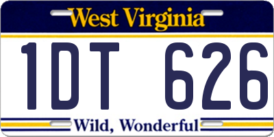WV license plate 1DT626