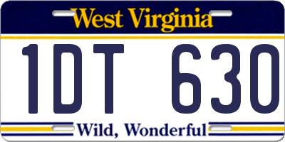 WV license plate 1DT630