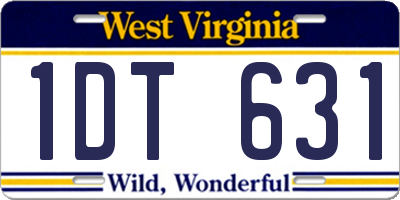 WV license plate 1DT631