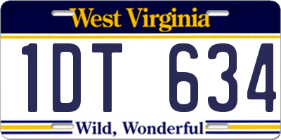 WV license plate 1DT634