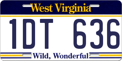 WV license plate 1DT636
