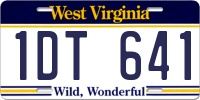 WV license plate 1DT641