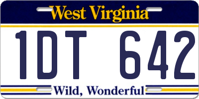 WV license plate 1DT642