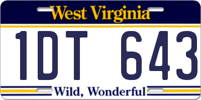 WV license plate 1DT643