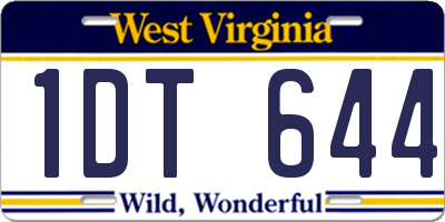 WV license plate 1DT644