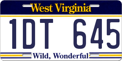 WV license plate 1DT645