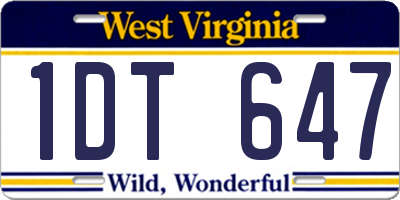 WV license plate 1DT647