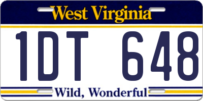 WV license plate 1DT648