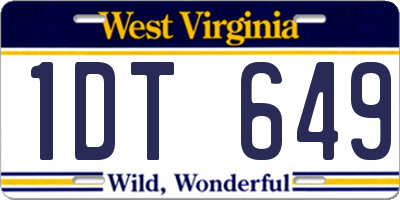 WV license plate 1DT649