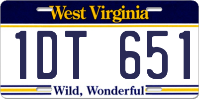 WV license plate 1DT651