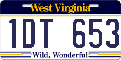 WV license plate 1DT653