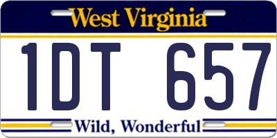 WV license plate 1DT657
