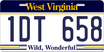 WV license plate 1DT658