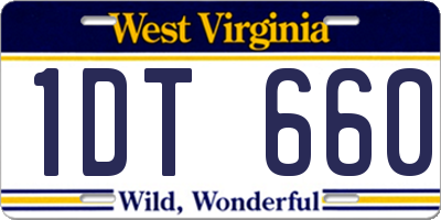 WV license plate 1DT660