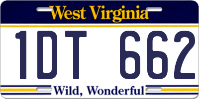 WV license plate 1DT662