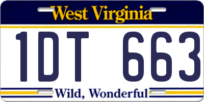 WV license plate 1DT663