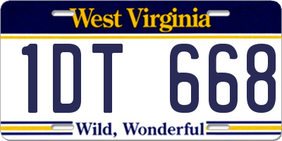 WV license plate 1DT668