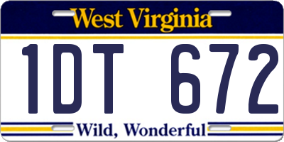 WV license plate 1DT672