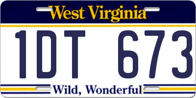 WV license plate 1DT673