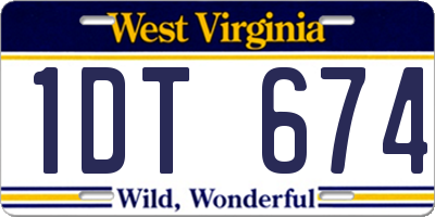 WV license plate 1DT674