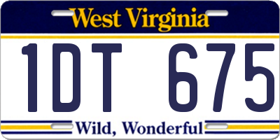 WV license plate 1DT675