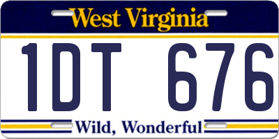 WV license plate 1DT676